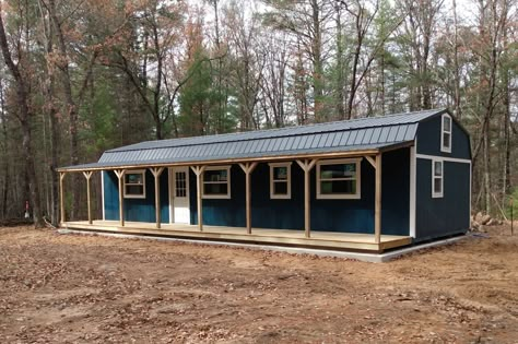 Side Porch Lofted Cabin | Countryside Barns Portable Building Homes 16x40 Interior, 16x48 Shed House Plans, Portable Shed House Ideas, 16x60 Shed House Plans, 12x32 Lofted Barn Cabin Interior, Shed Cabin Interior, 16 X 40 Shed House, Modern Shed House, Large Shed House