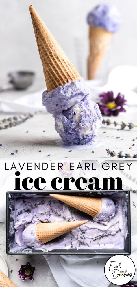 Grey Ice Cream, Earl Grey Ice Cream, Lavender Earl Grey, Lavender Ice Cream, Bean Ice Cream, Lavender Recipes, Slow Cooker Desserts, Homemade Ice Cream Recipes, No Churn Ice Cream