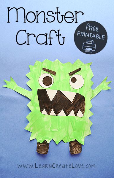 Monster Printable Craft Letter M Crafts, Monster Printable, Monster Activities, Prek Crafts, Monster Craft, Monster Crafts, October Crafts, Monster Book Of Monsters, Toddler Arts And Crafts