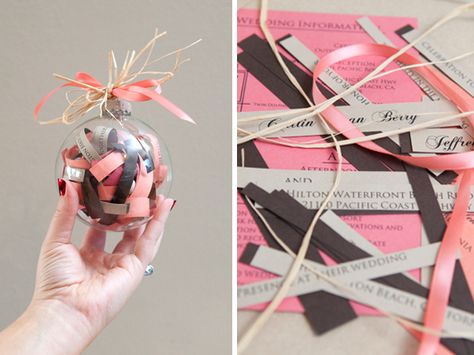 16 Alternative Wedding Invitations And Save The Dates Diy Wedding Ornaments, Alternative Wedding Invitations, Wedding Invitation Ornament, Wedding Invitation Keepsake, Christmas Wedding Invitations, Unique Save The Dates, Trendy Wedding Invitations, Wedding Ornament, Unique Invitations