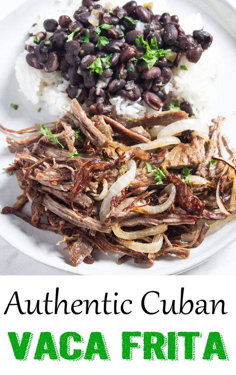 Traditional Cuban Recipes, Cuban Food Authentic, Cuban Recipes Authentic, Cuban Dinner Recipes, Vaca Frita Recipe, Cuban Food Recipes, South American Recipes, Cuban Dishes, Latin American Recipes