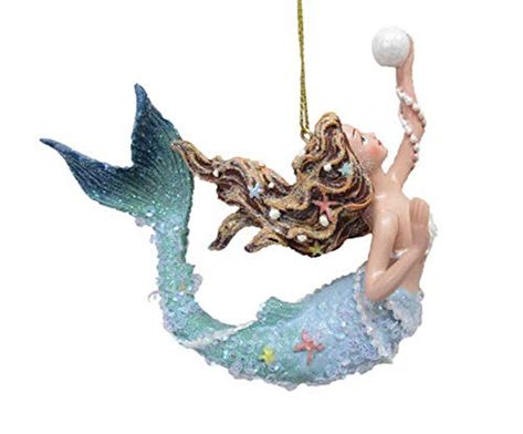 December Diamonds Blue Mermaid Holding a Pearl Christmas Holiday Ornament Resin Mermaid Christmas Tree, Mermaid Christmas Ornaments, Mermaid Figures, Fishing Christmas Ornaments, Pearl Ornaments, Pretty Mermaids, Mermaid Christmas, Fantasy Mermaids, Mermaid Ornament