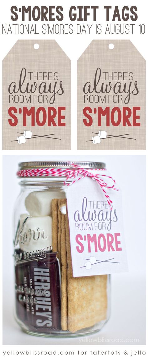 Theres always room for smore printables Smore Recipes, Mason Jar Gifts, Cadeau Diy, Crafty Gifts, Jar Gifts, Wrapping Ideas, Mason Jar Crafts, In A Jar, Jar Crafts