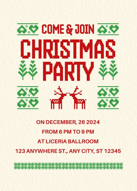 Invite your guests to the ultimate Christmas party with a modern touch! Use our Red and Green Modern Pixel Christmas Party Invitation to send a message that's clear and easy to understand. Make your celebration unforgettable with a design everyone will love! Christmas Thumbnail, Ultimate Christmas Party, Unicorn Backgrounds, Underground Club, Christmas Template, Christmas Party Invitation Template, Christmas Party Invitation, Ultimate Christmas, Christmas Poster