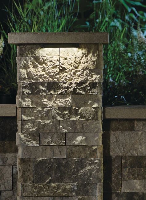 Hardscape | Kichler Lighting Brick Driveway Pillars With Lights, Brick Mailbox With Solar Light, Stone Pillar With Light, Gate Post Lights Entrance, Pillar Lighting Outdoor, Outdoor Gate Lights Entrance, Driveway Pillar Lights, Column Lights Outdoor, Driveway Columns With Lights