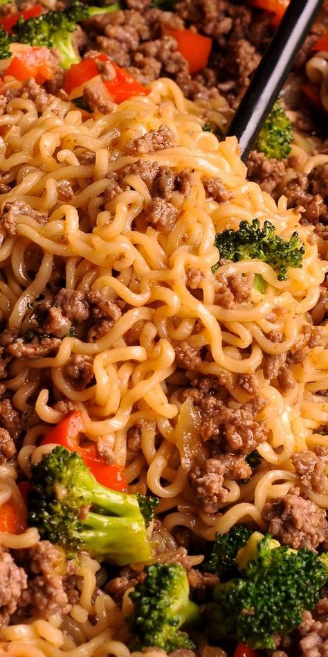 Stirfry Beef, Beef Ramen Noodles, Healthy Ramen Noodles, Noodles Stir Fry, Healthy Ramen, Beef Ramen, Resep Pasta, Cibo Asiatico, Mapo Tofu