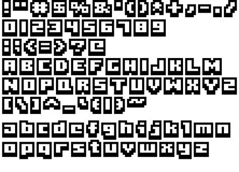 This is a TrueType font file. The included image file is the image I used to hand-craft this font. I've chosen to license this as Public Domain because the previous two people who handled this work did the same. Any attribution should go to Clint Bellanger for the original work found here: http://opengameart.org/content/boxy-bold-font And the altered version by cemkalyoncu found here: Pixel Life, Gamer Party, Pixel Font, Pixel Art Tutorial, Typography Alphabet, Arte 8 Bits, Text Logo Design, Cool Pixel Art, Cross Stitch Letters