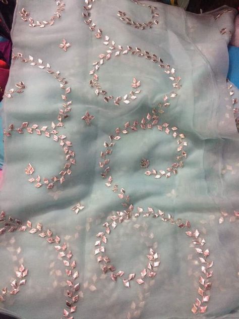 Danka Work, Handwork Saree, Gota Patti Saree, Pure Chiffon Sarees, Gota Patti Work, Rani Pink, Orange Chiffon, Gotta Patti, Gota Work