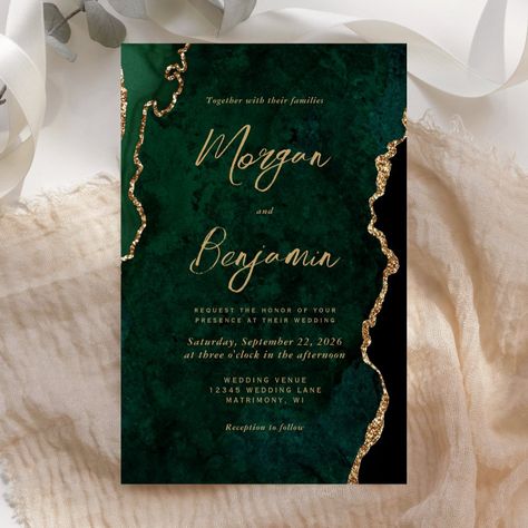 Modern Handwriting, Green Gold Weddings, Marble Invitation Wedding, Wedding Flyers, 3d Templates, Script Wedding Invitations, Emerald Green Weddings, Budget Wedding Invitations, Verde Smeraldo