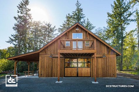 The Oakridge Apartment Barn Kit 24' holds up to four horse stalls and 864 sq. ft. of upstairs living space, with endless options and upgrades. Barn Loft Apartment, Pole Barn Kits, Barn With Living Quarters, Barn House Kits, Granny Pods, Building A Pole Barn, Barn Apartment, Barn Loft, Barn Kits