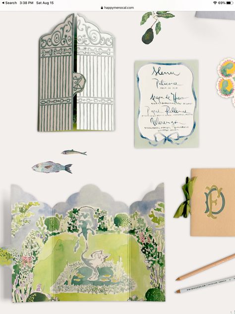 Happy Menocal, The Invitation, 카드 디자인, Garden Painting, Stationery Items, Wedding Stationary, Wedding Invitation Design, Guest Book, Invitation Design