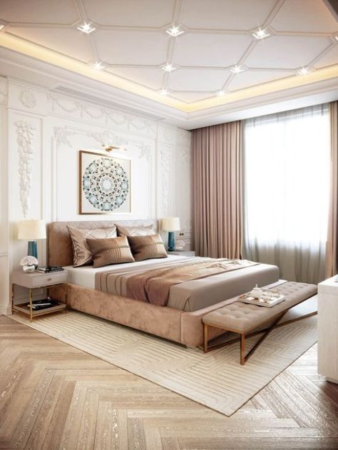 The bedroom is one of the most personal spaces in our home. It’s where we relax and recharge, so there’s no reason why it shouldn’t have our full attention. #bedroomdecor #bedroomdesign #interiordesign #bedroominspiration #luxuryinteriordesign #furnitureinspiration #furnitureideas #luxurybedroom #bedroom #contemporaryroom Ceiling Remodel, New Ceiling Design, Interior Design Minimalist, Interior Ceiling Design, Ceiling Design Living Room, Modern Bedroom Interior, Modern Luxury Bedroom, Plafond Design, Ceiling Design Modern