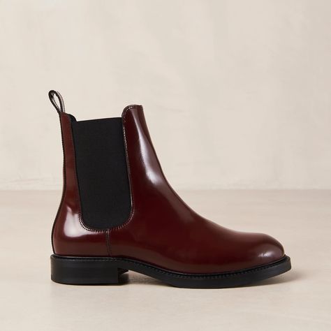 Burgundy leather ankle boots Lanz is a classic Chelsea boot crafted from red leather with a glossy finish. As classic as it comes, it has elasticated sides for comfort, plus handy pull tabs at the back. Rubber soles provide traction with every step. Red Chelsea Boots, Burgundy Boots Ankle, Kids Garments, Vegan Boots, Sustainable Leather, Weekender Tote Bag, Shoe Inspiration, Beautiful Boots, Naha