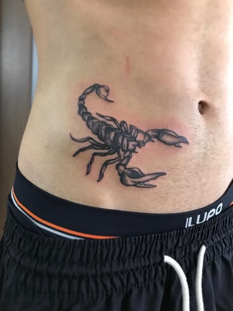 Mens Stomach Tattoo, Scorpion Tattoos, Under Chest Tattoo, Rare Tattoos, Tatted Men, Bauch Tattoos, Scorpio Tattoo, Scorpion Tattoo, Simple Tattoo Designs