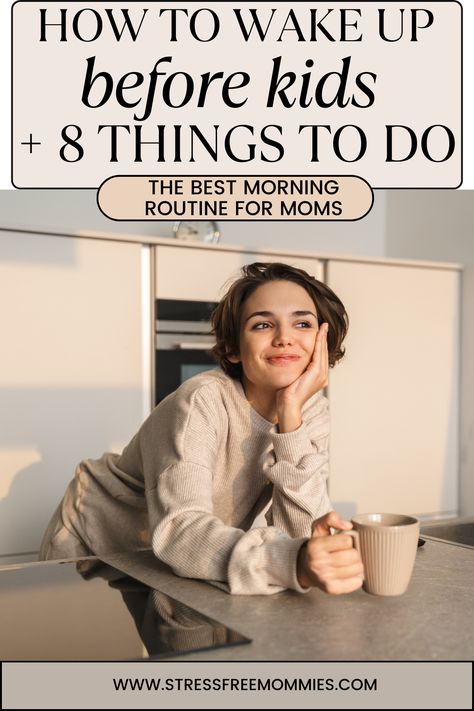 Morning routine for moms. Things to do in the morning before your kids wake up. Self care morning routine for moms to feel better. Morning routine for moms who want to feel better and happier. How to wake up earlier than your kids. via @http://www.pinterest.com/stressfreemom Mum Morning Routine, Mommy Morning Routine, Pregnant Morning Routine, New Mom Routine, Morning Routine For Moms, Mom Morning Routine, Self Care Morning Routine, Pregnancy Routine, Wake Up Earlier