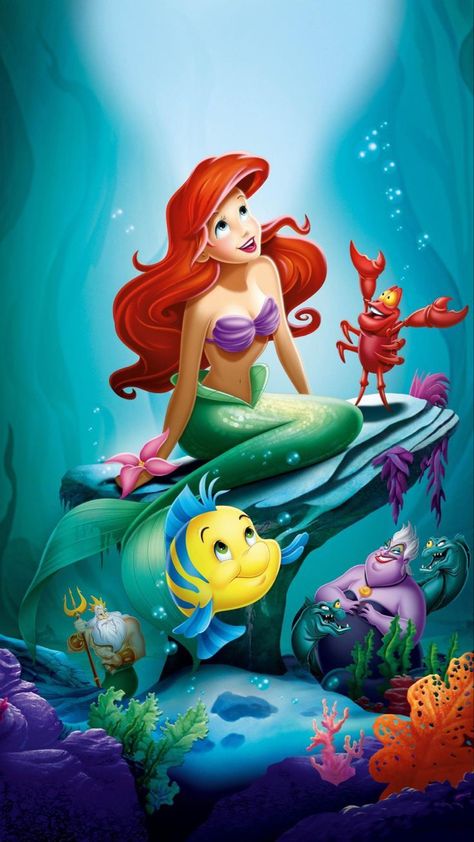 The Little Mermaid Poster, Princesa Ariel Disney, Little Mermaid Wallpaper, Mermaid Movies, Ariel And Flounder, Mermaid Poster, Animation Disney, Ariel Disney, Mermaid Wallpapers