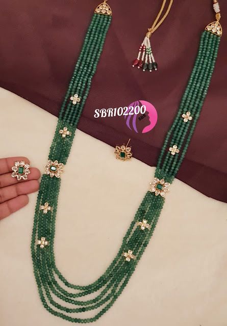 AD Chocker Beads Most Selling Collection - Indian Jewelry Designs Crystal Beads Jewelry Indian, Crystal Beads Necklace Design Indian, Beeds Chain Designs, Crystal Beads Necklace Design, Latest Beads Jewellery Designs, Beats Jewellery, Emerald Beads Necklace, Big Earrings Gold, Emerald Jewellery