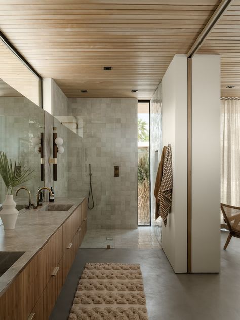 Photo 8 of 9 in This $5.1M Palm Springs Stunner Is All About the Pool - Dwell Zia Tile, Palm Springs Home, Zellige Tile, Bathroom Inspo, Prefab Homes, Mid Century House, 인테리어 디자인, Bathroom Inspiration, Tile Bathroom