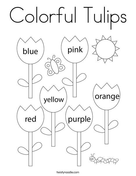 Coloring Worksheets For Kindergarten, Color Worksheets For Preschool, Easter Worksheets, Colorful Tulips, Twisty Noodle, Kindergarten Coloring Pages, Fall Coloring, Preschool Coloring Pages, Kids Worksheets Preschool