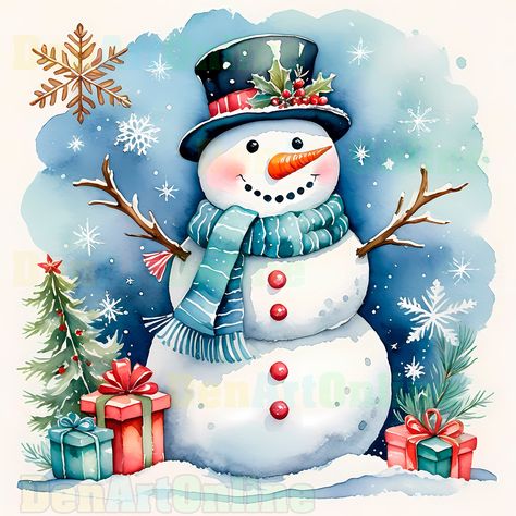 Christmas Images Printable, Beautiful Christmas Pictures, Scenery Clipart, Snowman Pictures, Snowman Drawing, Winter Clip Art, Watercolor Snowman, Snowman Art, Xmas Snowman