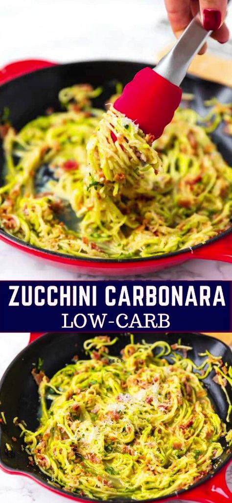 Zucchini Dishes, Zucchini Carbonara, Recipes Zucchini, Keto Salads, Spiralized Zucchini, Simple Pasta, Zoodle Recipes, Carb Alternatives, Eating Healthier