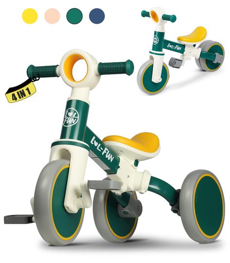 LOL-FUN Toddler Balance Bike for 1 to 4 Years Old Boys Girls Gift, 4 in 1 Baby Bicycle for 1 2 Year Old Kids Tricycle 3 Wheel Toddler Tricycle, Baby Bicycle, Kids Cycle, Bike Toy, Baby Bike, Kids Outdoor Play, Kids Bicycle, Balance Bike, Kids Bike