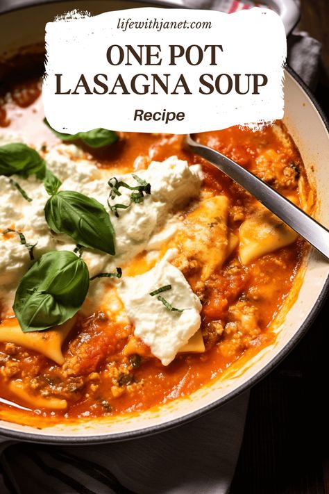 Homestyle bowl of lasagna soup with floating ricotta dollops, basil, and unevenly melted mozzarella, set on an old wooden table. Lasagna Soup With Oven Ready Noodles, Lasagna Soup With Meatballs, Lasagna Soup Ricotta, Lasagna Soup With Jar Sauce, Lasagna Recipe With Ricotta Soup, Italian Soup Recipes Homemade, Lasagna Soup Recipe With Cottage Cheese, Lasagna Soup Creamy, Ricotta Soup Recipes