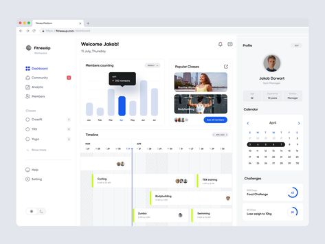 Gym Management Dashboard by Izmahsa for Bolddreams on Dribbble Gym Management Software, Ux Process, Dashboard Examples, Dashboard Interface, Web Dashboard, Dashboard Ui, User Experience Design, Dashboard Design, Gym Design