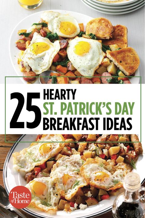 25 Hearty St. Patrick’s Day Breakfast Ideas St Pat Day Breakfast, St Patrick’s Day Brunch Food, St Pattys Brunch Ideas, St Patrick Brunch, Saint Patrick’s Day Brunch, March Breakfast Ideas, St Patrick's Breakfast, Irish Breakfast Ideas, Irish Breakfast Casserole