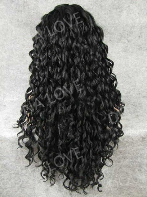 Waist Length Curly Hair, Hair Waist Length, Color Black Hair, Hair Color Black, Black Curly, Lace Caps, Silk Hair, Hair Density, Swiss Lace