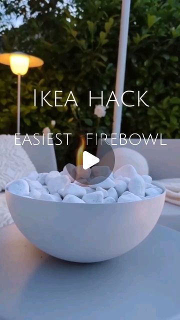 E.  Stübing on Instagram: "IKEA HACK 🇸🇪🔥 How to make a big table FIRE 🔥Bowl  Everything you need is linked in my story 👉  So easy to make and looks great on the table and creates a cozy atmosphere in the evening 🔥 MUST HAVE for the Outdoor Saison   Fill the combustion chamber only three quarters and never let the fire burn unattended.   Please do not use plastic bowls only stainless steel or ceramic. And please never use an empty can as a combustion chamber as often seen here on Instagram.  too dangerous. Use the combustion chamber that I linked.un my story It is made especially for this 🔥  LINKS in my Bio 👉 . Follow @herzenstimme for more DiYs Hacks and Upcycling ideas❤️ . Werbung/AD #diy #ikeahome #ikeahack #ikeahacks #musthaves #fireplace #decorazioni #decoração #diyinspiration Diy Flameless Fire Pit, Outdoor Fire Bowl Patio Ideas, Diy Table Fire Bowl, Firebowl Ideas, Diy Fire Bowl Tabletop, Diy Fire Bowl Patio, Fire Bowls Outdoor Diy, Diy Table Top Fire Bowl, Diy Fire Table