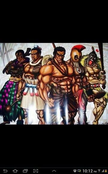 Polynesian Warriors~L-R: Fijian, Tongan, Samoan, Hawaiian, Maori Hawaiian Warrior Helmet, Tongan Tattoo, Hawaiian Warrior, Tongan Culture, Native Drawings, Polynesian People, Tiki Tattoo, Warrior Drawing, Warrior Helmet