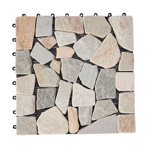 Upgrade the look of your outdoor space or patio with these decking tiles. Product Details4 pack Dimensions/Size: 29.5cm (L) x 29.5cm (W) Material: Natural travertine stone and polypropylene (PP) base Assembly: Required Easy to assemble Product weight: 7.86kg Colour: Natural Features Slate look Stone design Additional Information Suitable for indoor, outdoor and domestic use only Note: To join tiles together, connect pins along the underside edge of one tile to the holes extending from the other Pool Surround Ideas, Pool Coping Tiles, Decking Tiles, Yard Makeover, Patio Layout, Encaustic Tiles, Garden Paving, Deck Tile, Travertine Stone