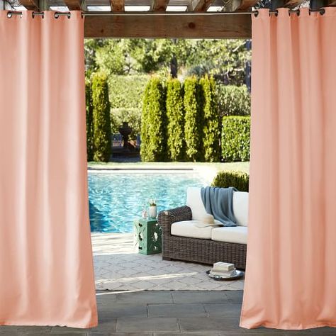 Cotton Velvet Curtain - Stormy Blue | West Elm Balcony Patio Ideas, Outdoor Drapes, Outdoor Curtains For Patio, Patio Curtains, Porch And Balcony, Custom Drapes, Cast Acrylic, Outdoor Curtains, Home Design Living Room