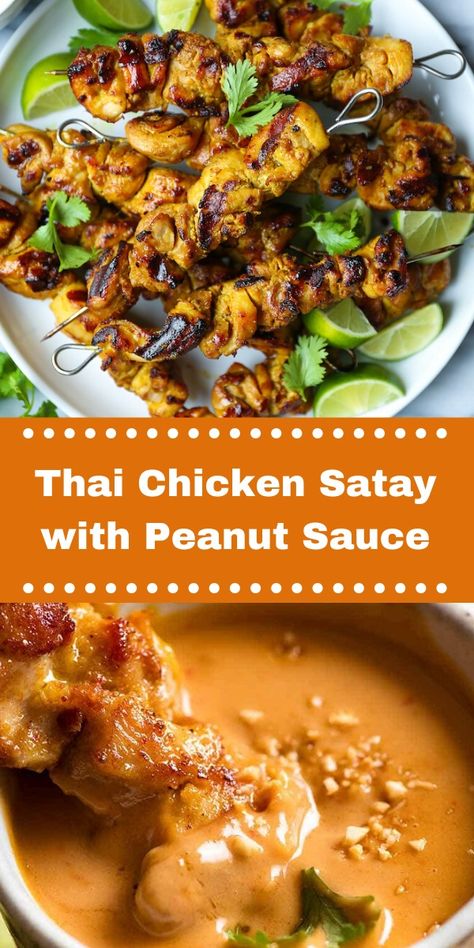 Chicken Satay With Peanut Sauce, Thai Chicken Satay, Chicken Satay Recipe, Satay Recipe, Restaurant Appetizers, Thai Peanut Sauce, Satay Sauce, Thai Peanut, Peanut Chicken