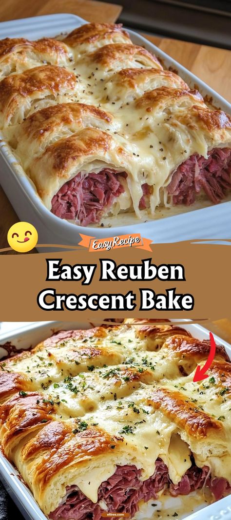 Reuben Crescent Bake Reuben Sandwiches Recipe, Reuben Crescent Bake, Reuben Casserole With Crescent Rolls, Homemade Rueben Bake, Rueben Crescent Bake, Fun Casserole Recipes, Ruben Bake Reuben Casserole, What To Do With Bread Crust, Ruban Bake