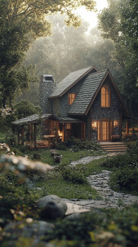 Enchanted house in magical woods House In The Valley, Cozy Cottage In The Woods, Forest Landscaping, Secluded House, Cottages In The Woods, Enchanted House, Magical Woods, Forest Cabins, Small House In The Woods