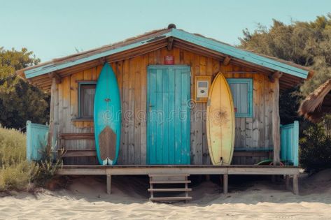 Rustic beach shack with four surfboards in front of it royalty free stock photography Beach Shack Aesthetic, Surf Beach House, Surf Shacks, Vampire Manga, Surfer Vibes, Beach Shacks, Surfboard Shapes, Surf Shack, Beach Shack