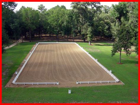 Gorgeous arena, but I need a full height fence around mine for riding the greenies! Dressage Arena, Horse Farm Ideas, Horse Paddock, Horse Arena, Horse Barn Designs, Dream Stables, Dream Horse Barns, Horse Barn Plans, Indoor Arena