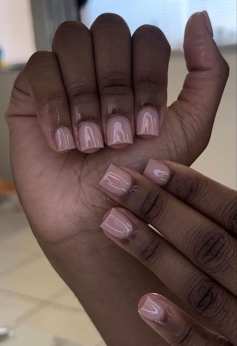 Short Tan Acrylic Nails, Plain Short Square Nails, Short Square Acrylic Nails Classy, Quarter Inch Acrylic Nails, French Tips With Design Short, Shortie Nails Black Women, Nude Square Nails Short, Short Nails Inspo Black Women, Very Very Short Nails