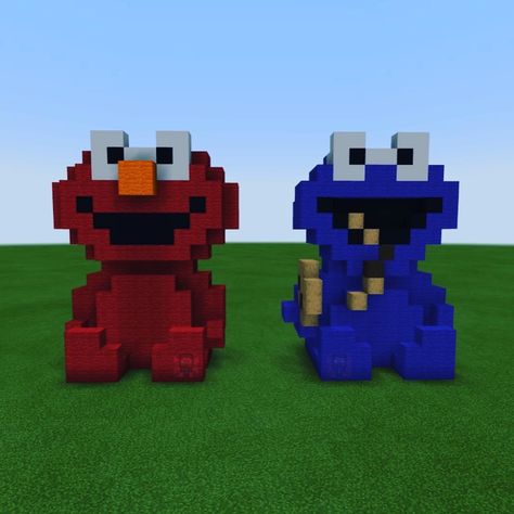 Cookie Monster And Elmo, Minecraft Party Games, Minecraft Banner Patterns, Hunger Games Theme, Disney Minecraft, Minecraft Cookies, Minecraft Statues, Cartoon Building, Minecraft Theme