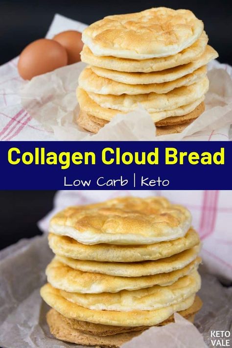 This low carb collagen cloud bread is a perfect keto snack when you're on the ketogenic diet #cloudbread #collagenbread #ketobread #lowcarbbread #glutenfreebread Keto Cloud Bread Recipe, Keto Cloud Bread, Cloud Bread Recipe, Low Carb Sandwiches, Recipes Bread, Cloud Bread, Meals Recipes, Keto Cake, Healthier Choices