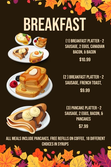 Breakfast Menu Ideas Restaurant, Breakfast Names, Simple Breakfast Menu, Breakfast Menu Template, Breakfast Menu Ideas, Breakfast Menu Design, Restaurant Breakfast, Breakfast Platter, Breakfast Restaurants