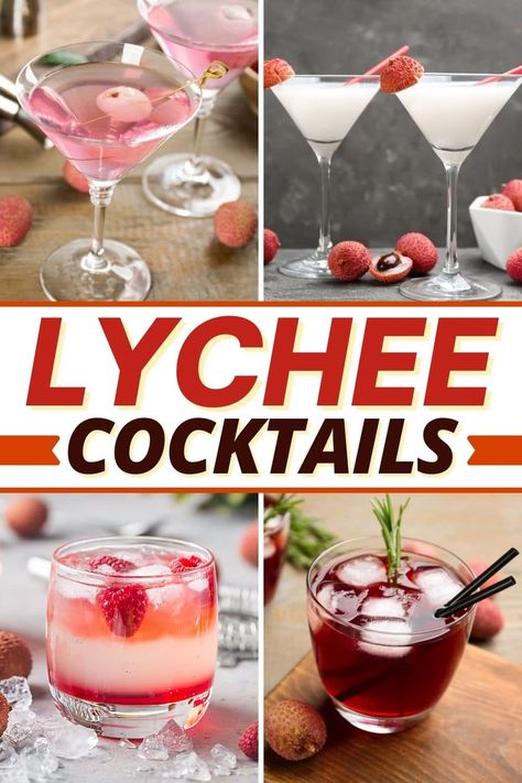 Soho Lychee Liqueur Recipes, Lychee Drinks Cocktails, Lychee Rum Cocktail, Lychee Alcohol Drinks, Pink Lychee Martini, Lychee Gin Cocktail, Lychee Syrup Cocktails, Lychee Liqueur Cocktails, Lychee Cosmopolitan