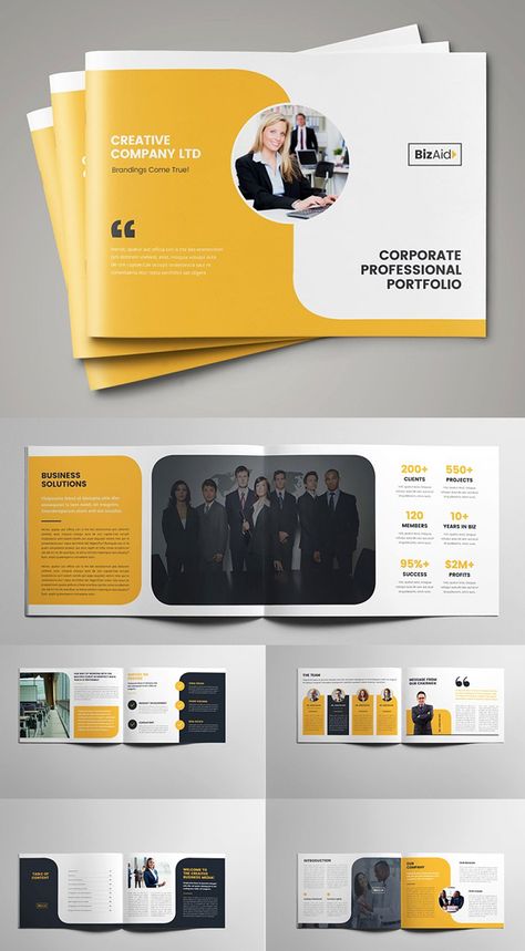 Company Profile / Landscape Brochure Template Placement Brochure Design, Business Brochure Design Templates, Company Brochure Design Layout Creative, Placement Brochure, School Brochure Design, Catalog Design Layout, Company Profile Brochure, Packaging Illustration, Brochure Design Creative