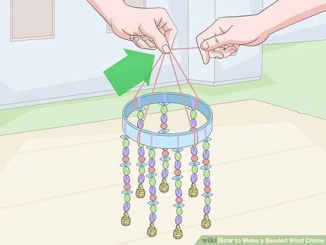 Glass Bead Wind Chimes Diy, How To Make Beaded Wind Chimes, Diy Windchimes Ideas Unique, Garden Sun Catchers Diy, Outdoor Bead Crafts, How To Make A Windchime, Easy Crafts With Beads, How To Make Beaded Suncatchers, Diy Crystal Hanging Decor