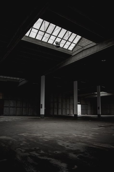 Abandoned Warehouse Aesthetic, Warehouse Drawing, Warehouse Aesthetic, Garage Pictures, Black Building, Abandoned Warehouse, Building Aesthetic, Building Photography, White Building