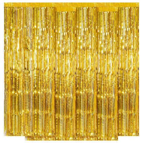 PRICES MAY VARY. {Premium Material}: Our glitter door curtain is made of high-quality PET material, which is safe and recyclable. The surface is shining and full of luster, making it more atmospheric. And the smooth touch makes tassels easy to tidy up and not easy to knot. {Perfect Size}: Set of 5, each pack curtain size is 3.2ft x 8.2ft (1m x 2.5m). The foil curtain is 8 feet long, the perfect length size covers a wide area, and can cover the entire area that needs to be modified. Which is grea Gold Streamers, Dance Party Decorations, Party Streamer, Ribbon Backdrop, Fringe Curtains, Curtain Backdrop, Foil Curtain, Streamer Backdrop, Party Fotos