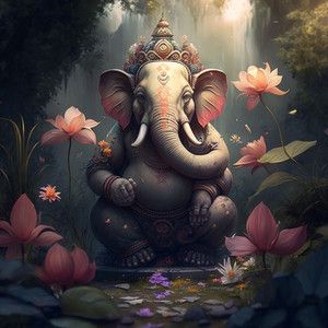 Hindu Lord Aesthetic, Hindu Gods Aesthetic, Hindu Elephant, Ganpati Bappa Wallpapers, Ganesh Art Paintings, Serene Garden, Colorful Borders Design, Qhd Wallpaper, Elephant God