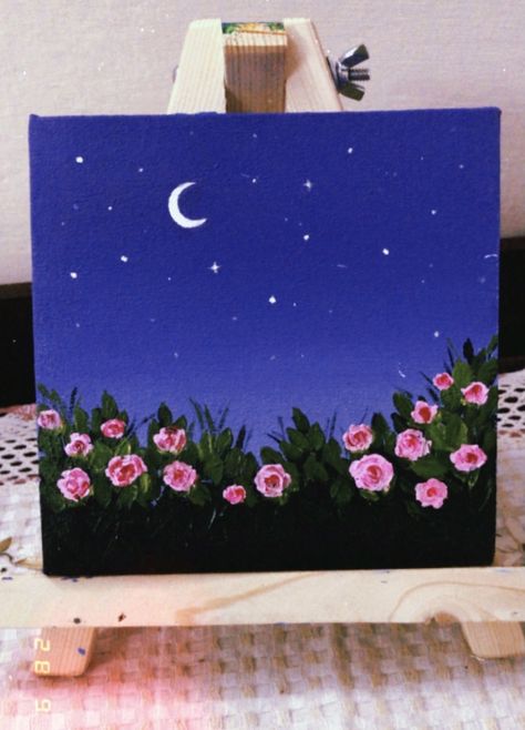 Sky Art Painting, Flower Painting Canvas, Simple Canvas Paintings, Canvas Painting Tutorials, Cute Canvas Paintings, Canvas Drawings, Canvas Painting Designs, 수채화 그림, Small Canvas Art